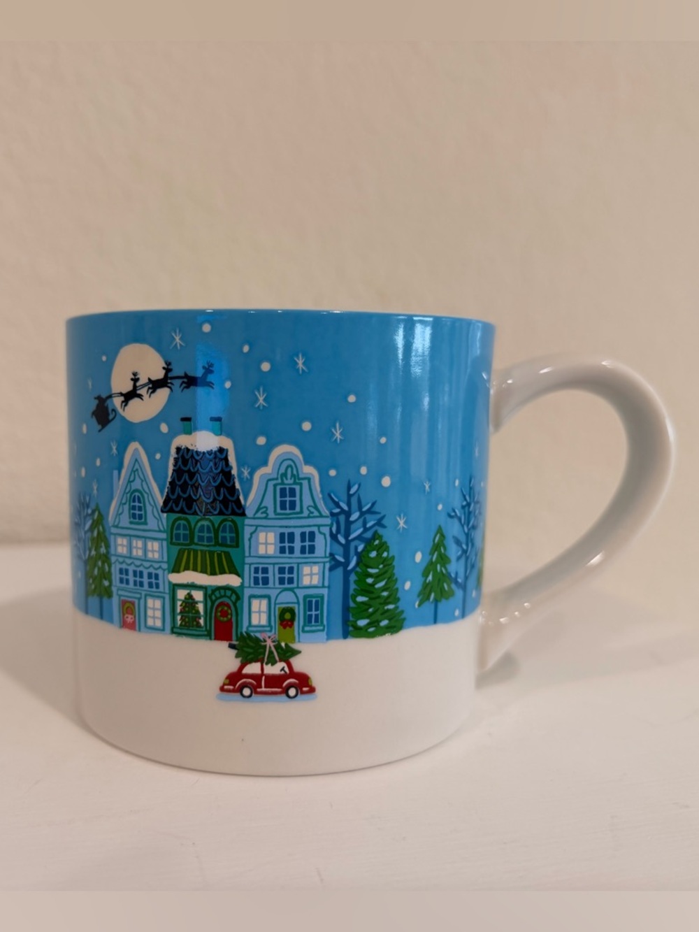 Target Wondershop Blue Christmas Village Ceramic Mug
